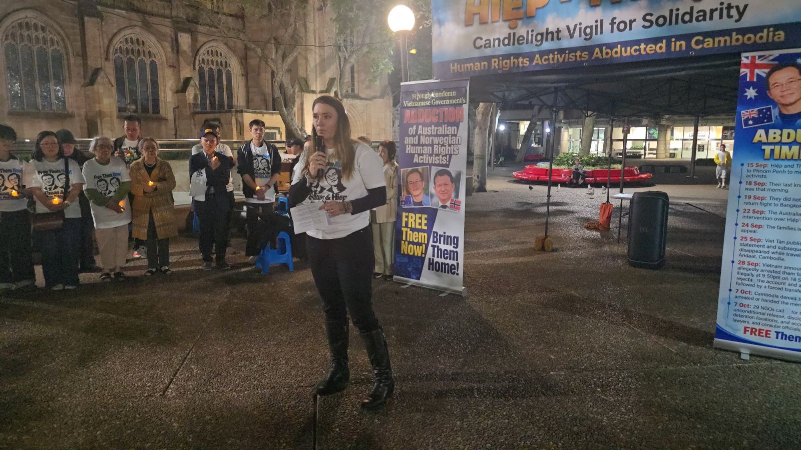 Alison Battison at candlelight vigil